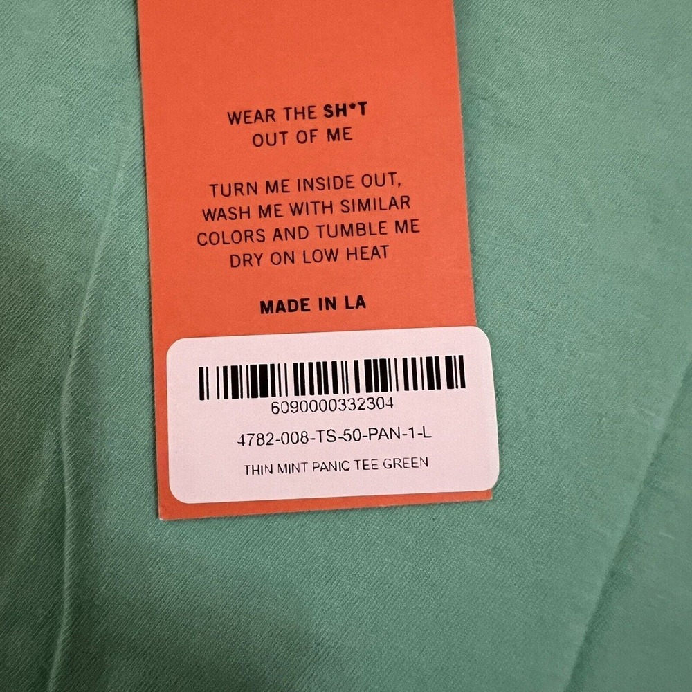 La Detresse Womens NWT Sz L Thin Mint Green Panic O'Clock Short Slv T Shirt $160 - Picture 6 of 6